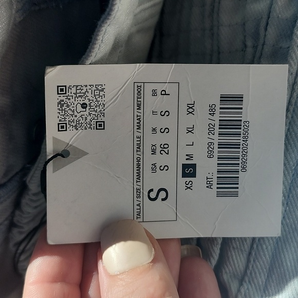 NWT Zara Strapless Denim Button Up Tube Top Silver Size S - Picture 6 of 10